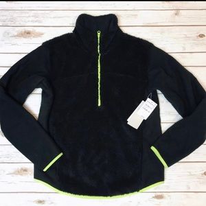 Zella Womens Black Green Fleece Pullover Size S Small NWT